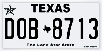 TX license plate DOB8713