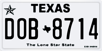TX license plate DOB8714