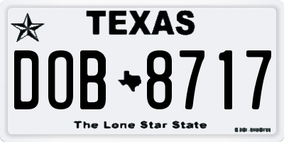 TX license plate DOB8717