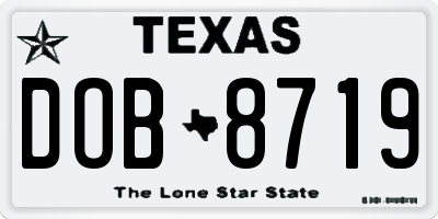 TX license plate DOB8719