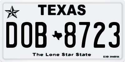 TX license plate DOB8723