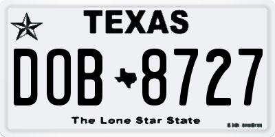 TX license plate DOB8727