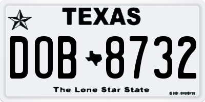 TX license plate DOB8732