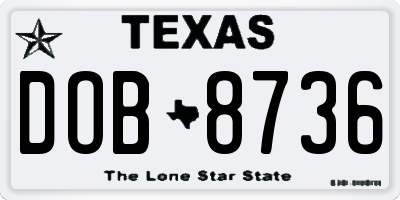 TX license plate DOB8736