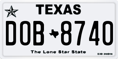 TX license plate DOB8740