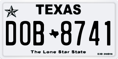 TX license plate DOB8741