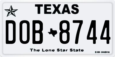 TX license plate DOB8744