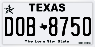 TX license plate DOB8750