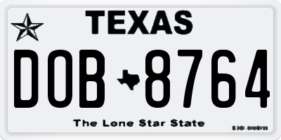 TX license plate DOB8764