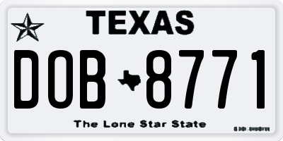 TX license plate DOB8771