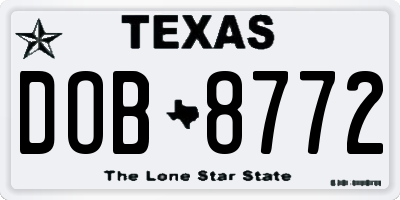TX license plate DOB8772