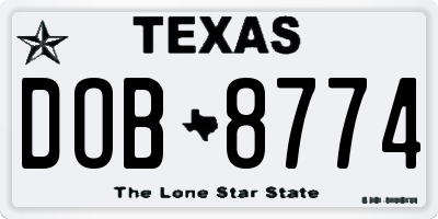 TX license plate DOB8774