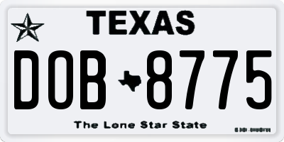 TX license plate DOB8775