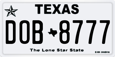 TX license plate DOB8777