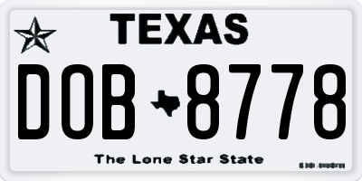 TX license plate DOB8778