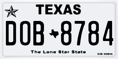 TX license plate DOB8784