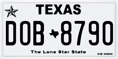 TX license plate DOB8790