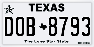 TX license plate DOB8793
