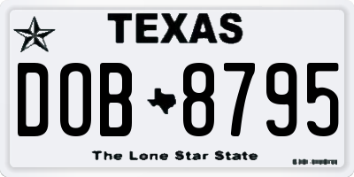TX license plate DOB8795