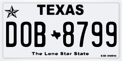 TX license plate DOB8799