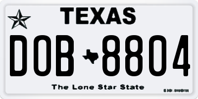 TX license plate DOB8804