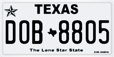 TX license plate DOB8805