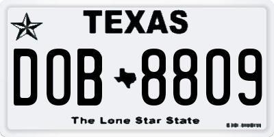 TX license plate DOB8809