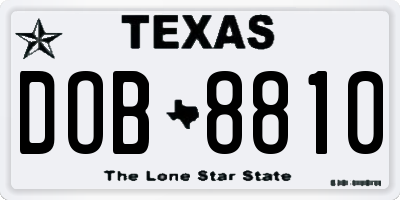 TX license plate DOB8810