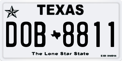 TX license plate DOB8811