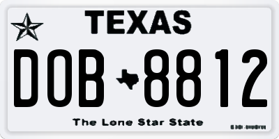 TX license plate DOB8812