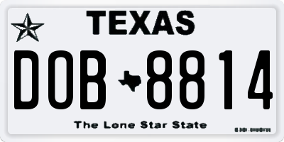 TX license plate DOB8814
