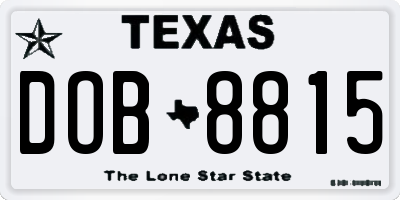 TX license plate DOB8815