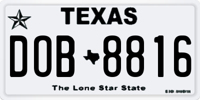 TX license plate DOB8816