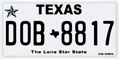 TX license plate DOB8817