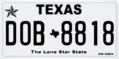 TX license plate DOB8818