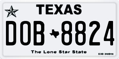 TX license plate DOB8824