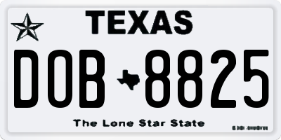 TX license plate DOB8825