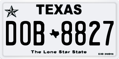 TX license plate DOB8827