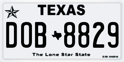 TX license plate DOB8829
