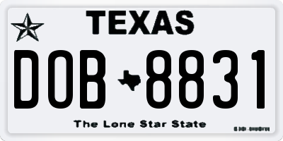 TX license plate DOB8831