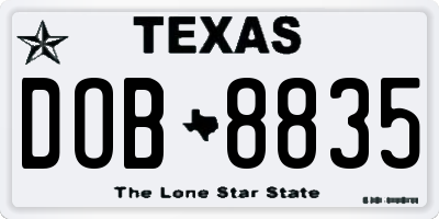 TX license plate DOB8835