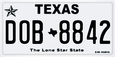 TX license plate DOB8842