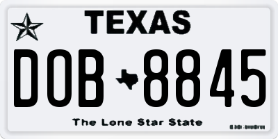 TX license plate DOB8845