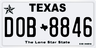 TX license plate DOB8846