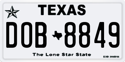TX license plate DOB8849