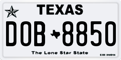 TX license plate DOB8850