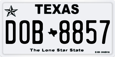TX license plate DOB8857