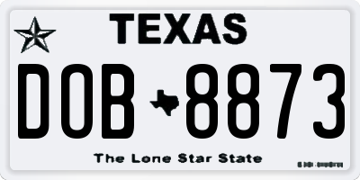 TX license plate DOB8873