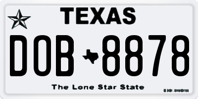 TX license plate DOB8878
