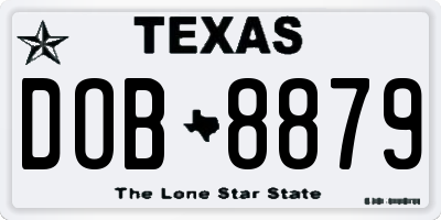 TX license plate DOB8879